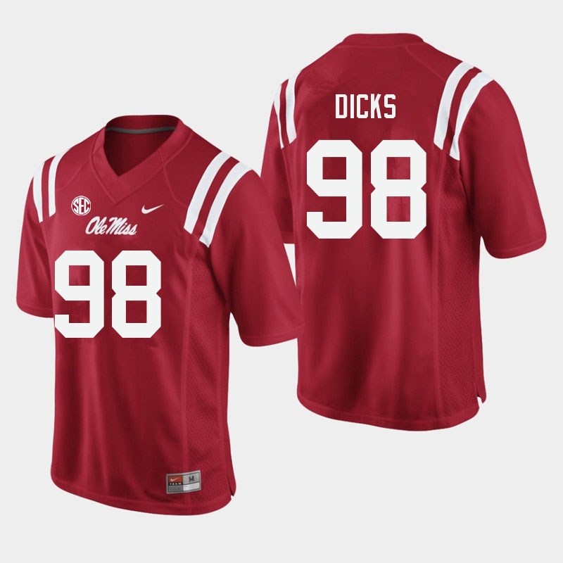 Jaden Dicks Ole Miss Rebels NCAA Men's Red #98 Stitched Limited College Football Jersey RWH6558ZX